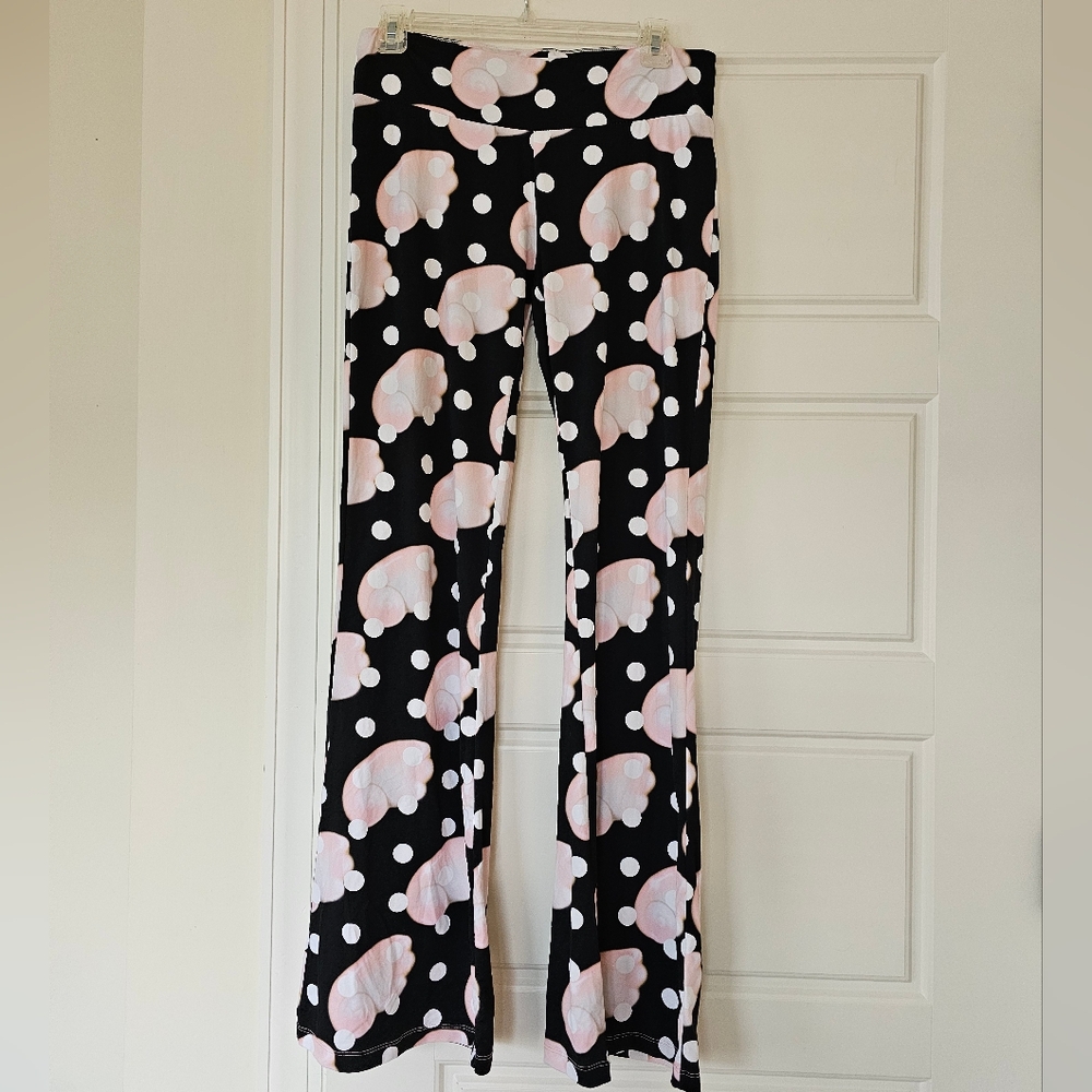 Sandy Liang Black Wide-Leg Polka Dot & Pastel Shell Print Pants - Picture 2 of 7